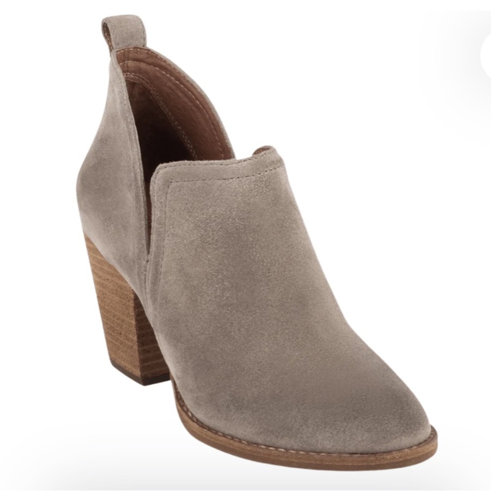 Jeffrey Campbell Rosalee Taupe Grey Suede Ankle Boot Bootie Size 7.5 Block Heel - Picture 12 of 12